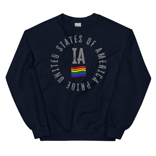 Iowa LGBTQ+ Gay Pride Large Front Circle Graphic Unisex Sweatshirt