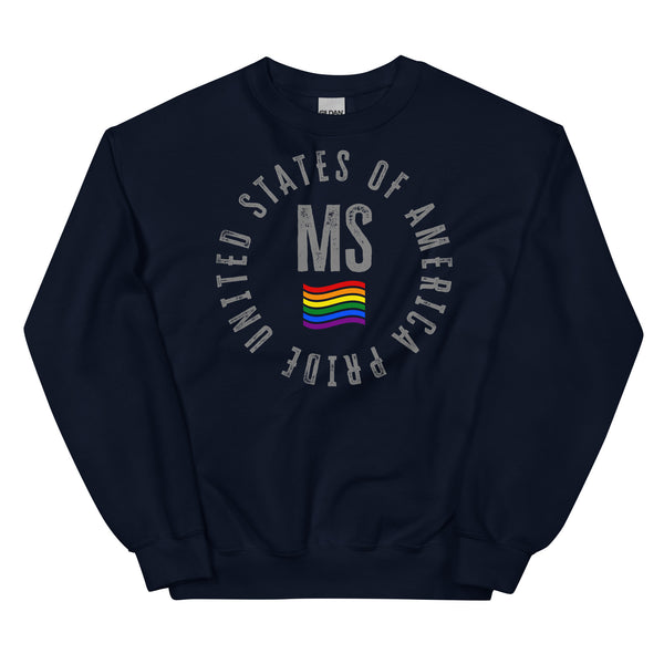 Mississippi LGBTQ+ Gay Pride Large Front Circle Graphic Unisex Sweatshirt