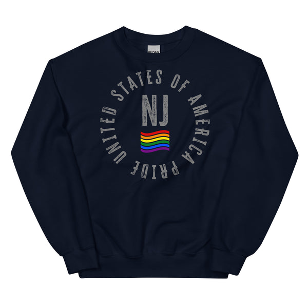 New Jersey LGBTQ+ Gay Pride Large Front Circle Graphic Unisex Sweatshirt