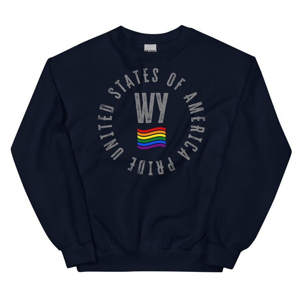 Wyoming LGBTQ+ Gay Pride Large Front Circle Graphic Unisex Sweatshirt