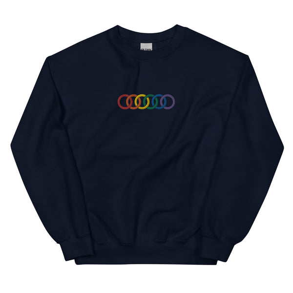 Embroidered Gay Pride Rainbow Circles Unisex Sweatshirt