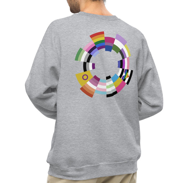 United Pride All Inclusive Flag Colors Faded Large Back Graphic LGBTQ+ Unisex Sweatshirt