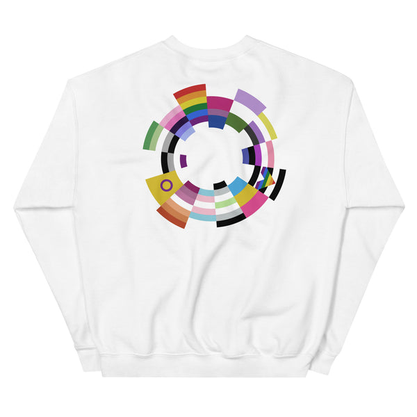 United Pride All Inclusive Flag Colors Faded Large Back Graphic LGBTQ+ Unisex Sweatshirt