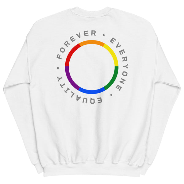 Forever Equality Everyone LGBTQ+ Gay Pride Large Back Circle Graphic Unisex Sweatshirt