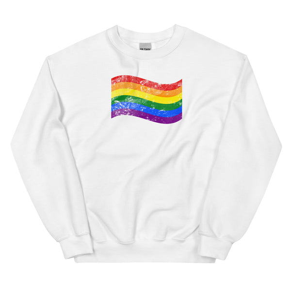 Gay Pride Rainbow Colors Large Distressed Front Graphic LGBTQ+ Unisex Sweatshirt