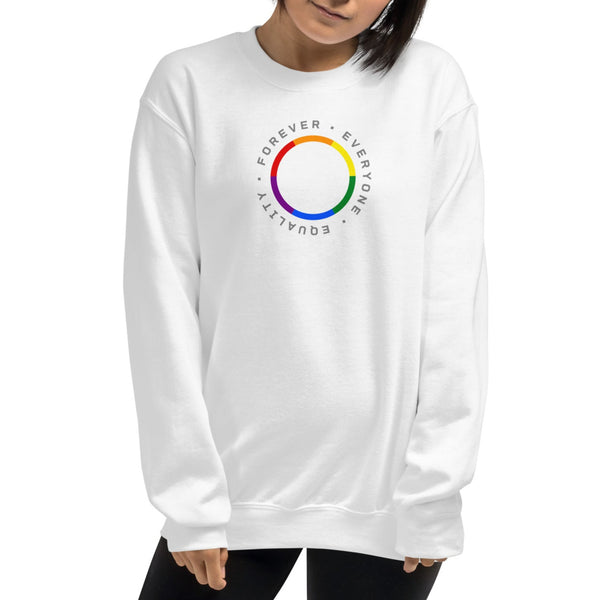 Forever Equality Everyone LGBTQ+ Gay Pride Small Front Circle Graphic Unisex Sweatshirt