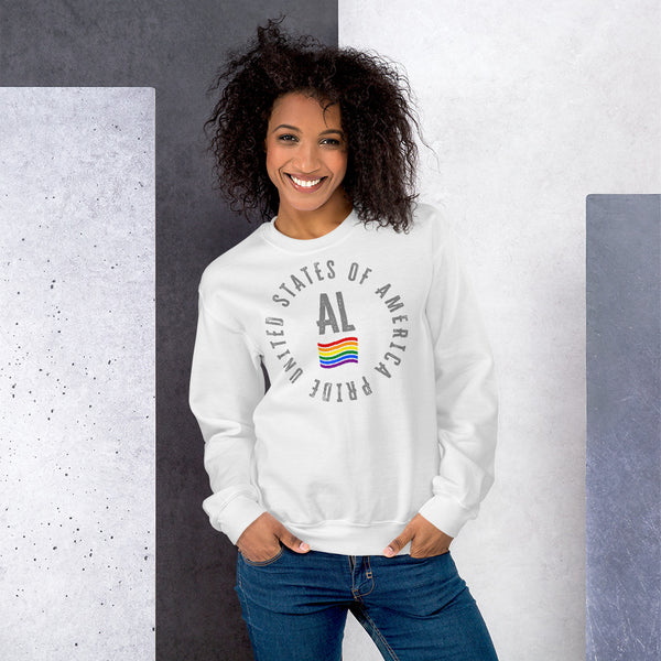 Alabama LGBTQ+ Gay Pride Large Front Circle Graphic Unisex Sweatshirt
