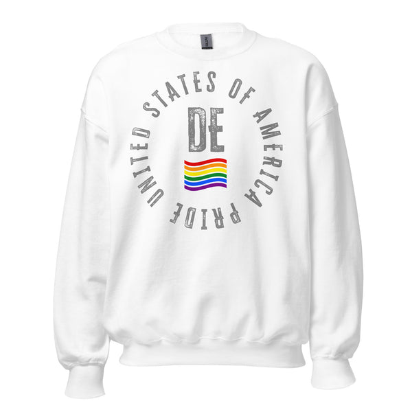 Delaware LGBTQ+ Gay Pride Large Front Circle Graphic Unisex Sweatshirt