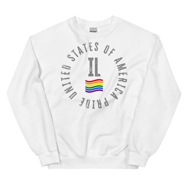 Illinois LGBTQ+ Gay Pride Large Front Circle Graphic Unisex Sweatshirt