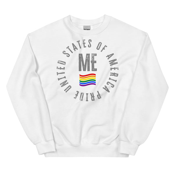 Maine LGBTQ+ Gay Pride Large Front Circle Graphic Unisex Sweatshirt