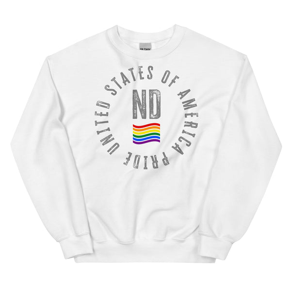 North Dakota LGBTQ+ Gay Pride Large Front Circle Graphic Unisex Sweatshirt