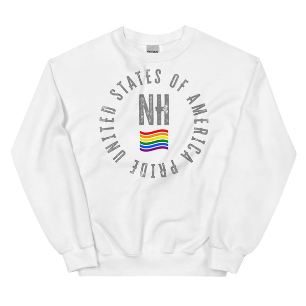 New Hampshire LGBTQ+ Gay Pride Large Front Circle Graphic Unisex Sweatshirt