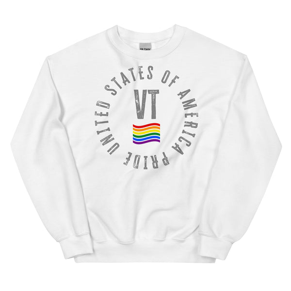 Vermont LGBTQ+ Gay Pride Large Front Circle Graphic Unisex Sweatshirt