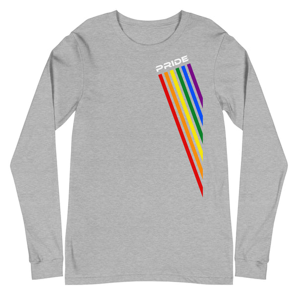 Colored Slanted Gay Pride Rainbow Graphic LGBTQ+ Unisex Long Sleeve Tee