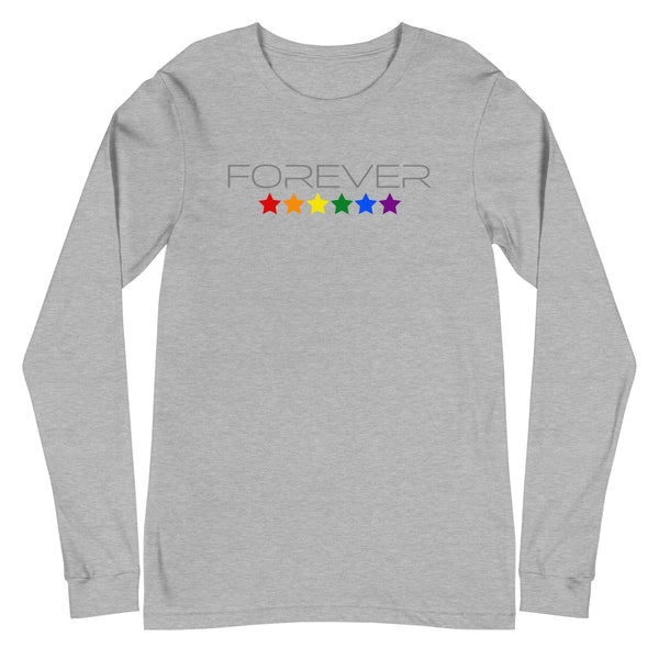 Forever Proud LGBTQ+ Gay Pride Stars Horizontal Graphic Unisex Long Sleeve T-Shirt