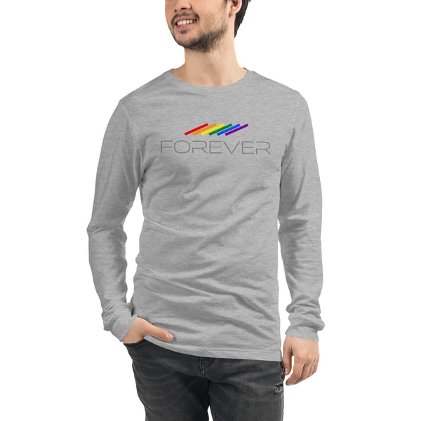 Forever Proud LGBTQ+ Gay Pride Tilted Lines Graphic Men's Long Sleeve T-Shirt