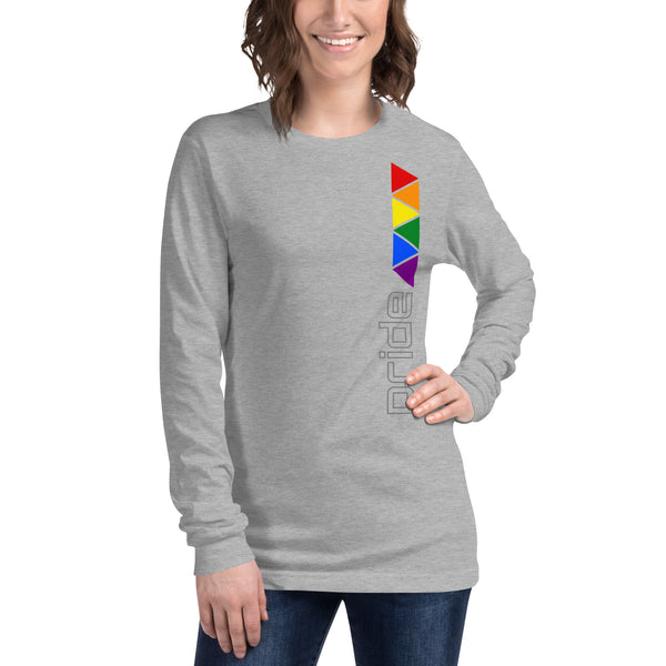 Gay Pride Rainbow Triangles Vertical Graphic LGBTQ+ Unisex Long Sleeve T-Shirt