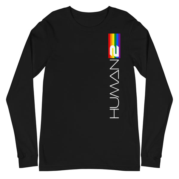 Vertical Front Human 2 LGBTQ+ Gay Pride White Graphic Women's Long Sleeve T-Shirt
