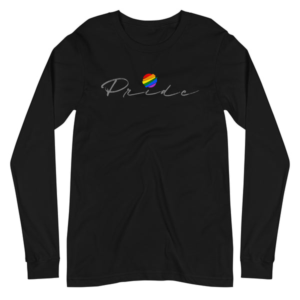 Gay Pride Rainbow Globe Front Graphic LGBTQ+ Unisex Long Sleeve T-Shirt