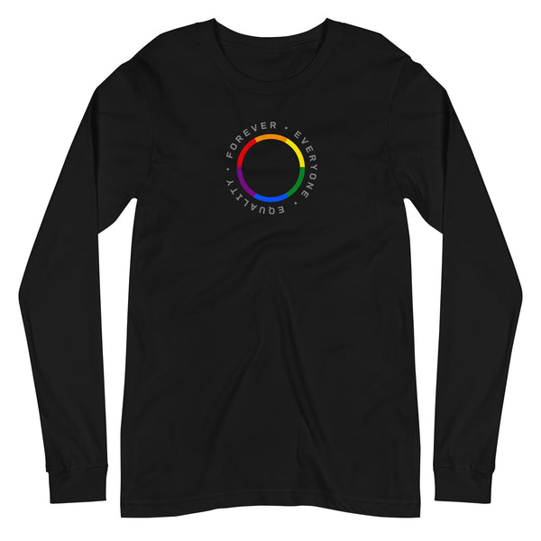 Forever Equality Everyone LGBTQ+ Gay Pride Small Front Circle Graphic Unisex Long Sleeve T-Shirt