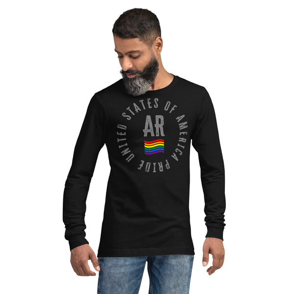 Arkansas LGBTQ+ Gay Pride Large Front Circle Graphic Unisex Long Sleeve T-Shirt