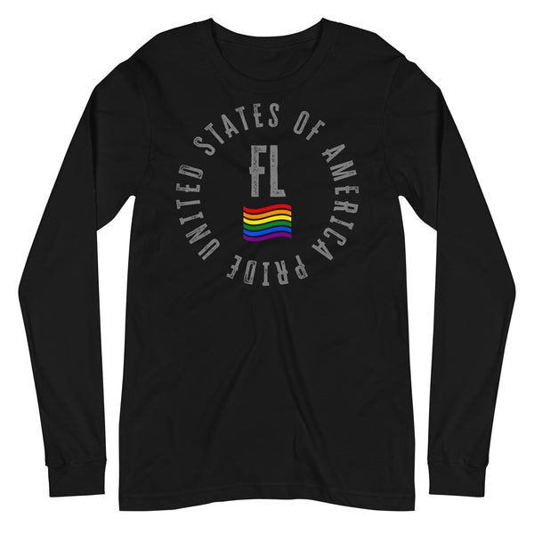 Florida LGBTQ+ Gay Pride Large Front Circle Graphic Unisex Long Sleeve T-Shirt