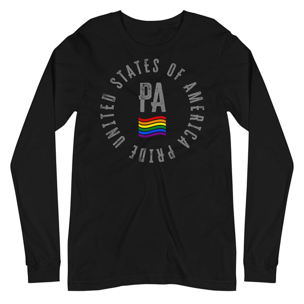 Pennsylvania LGBTQ+ Gay Pride Large Front Circle Graphic Unisex Long Sleeve T-Shirt