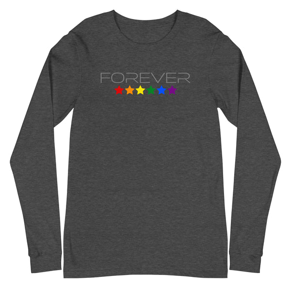 Forever Proud LGBTQ+ Gay Pride Stars Horizontal Graphic Unisex Long Sleeve T-Shirt