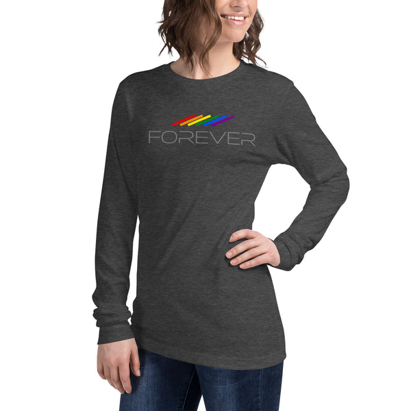 Forever Proud LGBTQ+ Gay Pride Tilted Lines Graphic Women's Long Sleeve T-Shirt