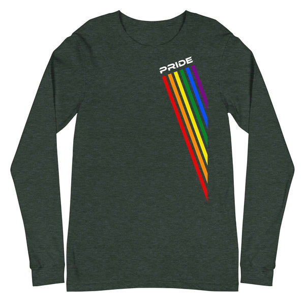 Colored Slanted Gay Pride Rainbow Graphic LGBTQ+ Unisex Long Sleeve Tee