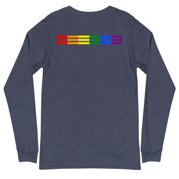 LGBTQ+ Classic Gay Pride Rainbow Triple Striped Back Unisex Long Sleeve T-Shirt