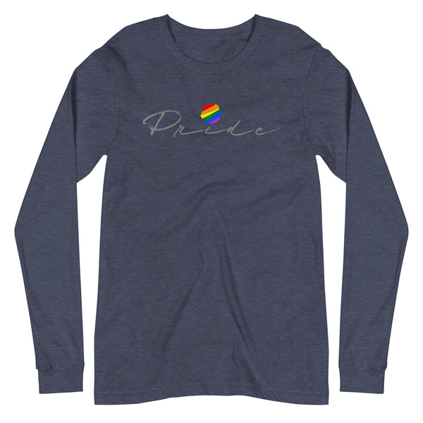 Gay Pride Rainbow Globe Front Graphic LGBTQ+ Unisex Long Sleeve T-Shirt