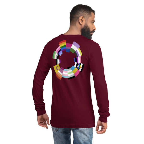 United Pride All Inclusive Flag Colors Faded Large Back Graphic LGBTQ+ Unisex Long Sleeve T-Shirt
