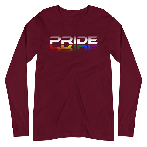 Pride Rainbow Reflection White Letters LGBTQ+ Unisex Long Sleeve T-Shirt