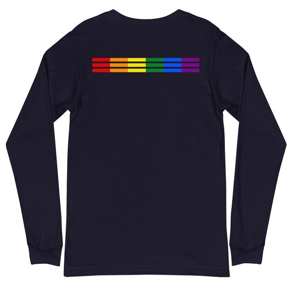 LGBTQ+ Classic Gay Pride Rainbow Triple Striped Back Unisex Long Sleeve T-Shirt