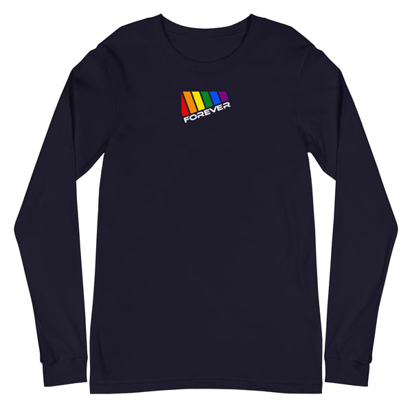 Colored Slanted Forever Gay Pride Graphic LGBTQ+ Unisex Long Sleeve Tee