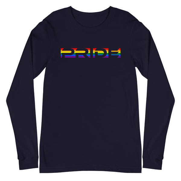 LGBTQ+ Rainbow Gay Pride Flag Horizontal Front Large Transparent Graphic Women's Long Sleeve T-Shirt