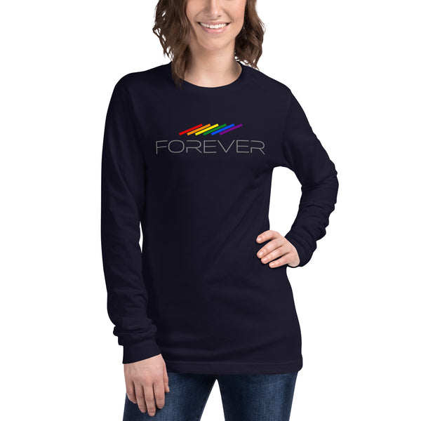 Forever Proud LGBTQ+ Gay Pride Tilted Lines Graphic Women's Long Sleeve T-Shirt