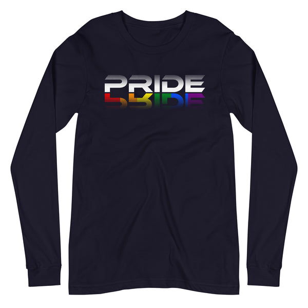 Pride Rainbow Reflection White Letters LGBTQ+ Unisex Long Sleeve T-Shirt