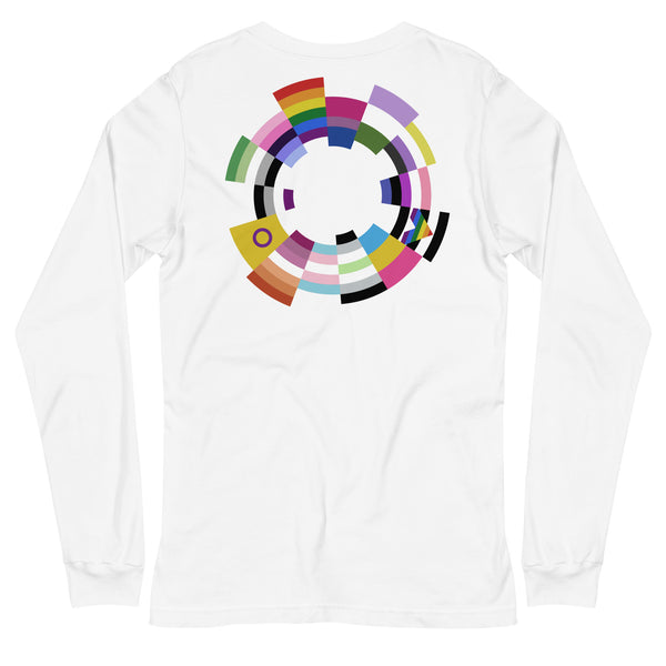 United Pride All Inclusive Flag Colors Faded Large Back Graphic LGBTQ+ Unisex Long Sleeve T-Shirt