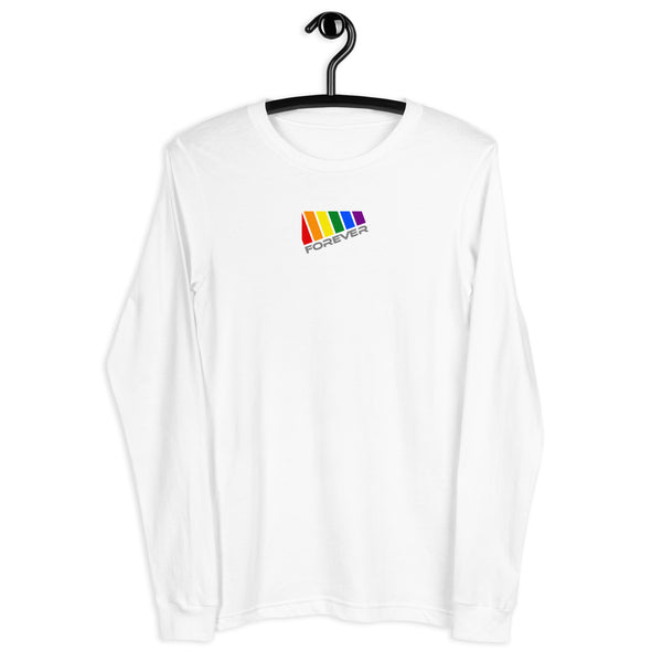 White Slanted Forever Gay Pride Graphic LGBTQ+ Unisex Long Sleeve Tee