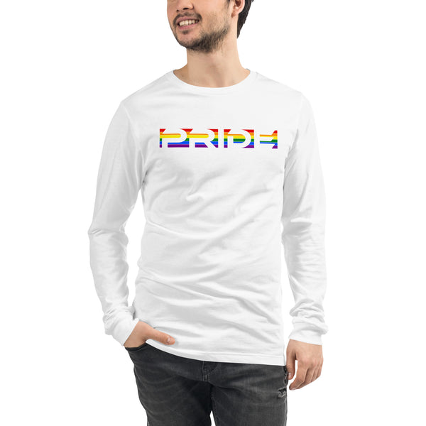 LGBTQ+ Rainbow Gay Pride Flag Horizontal Front Large Transparent Graphic Men's Long Sleeve T-Shirt