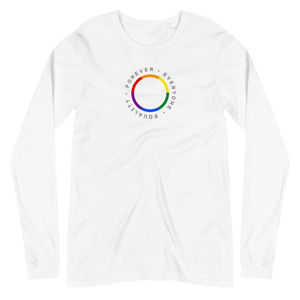 Forever Equality Everyone LGBTQ+ Gay Pride Small Front Circle Graphic Unisex Long Sleeve T-Shirt