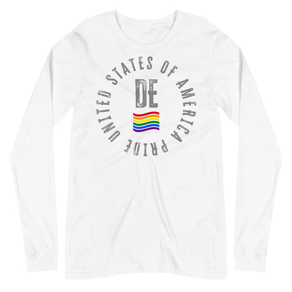 Delaware LGBTQ+ Gay Pride Large Front Circle Graphic Unisex Long Sleeve T-Shirt