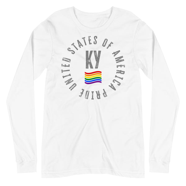 Kentucky LGBTQ+ Gay Pride Large Front Circle Graphic Unisex Long Sleeve T-Shirt