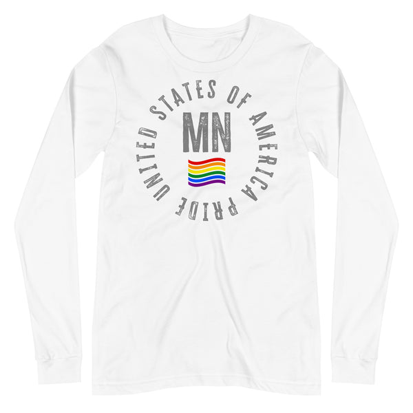 Minnesota LGBTQ+ Gay Pride Large Front Circle Graphic Unisex Long Sleeve T-Shirt