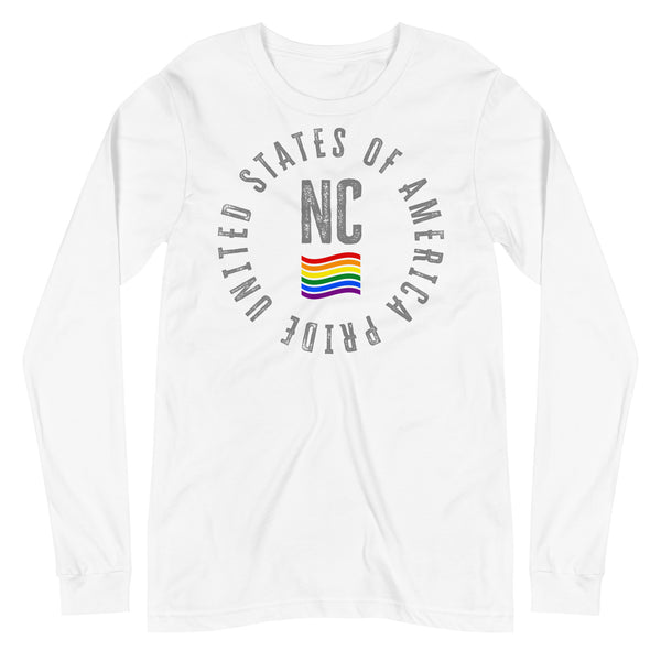 North Carolina LGBTQ+ Gay Pride Large Front Circle Graphic Unisex Long Sleeve T-Shirt