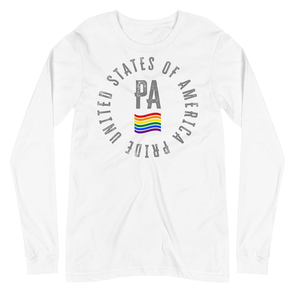 Pennsylvania LGBTQ+ Gay Pride Large Front Circle Graphic Unisex Long Sleeve T-Shirt