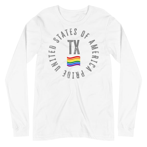 Texas LGBTQ+ Gay Pride Large Front Circle Graphic Unisex Long Sleeve T-Shirt