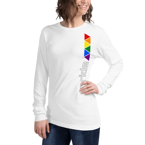 Gay Pride Rainbow Triangles Vertical Graphic LGBTQ+ Unisex Long Sleeve T-Shirt